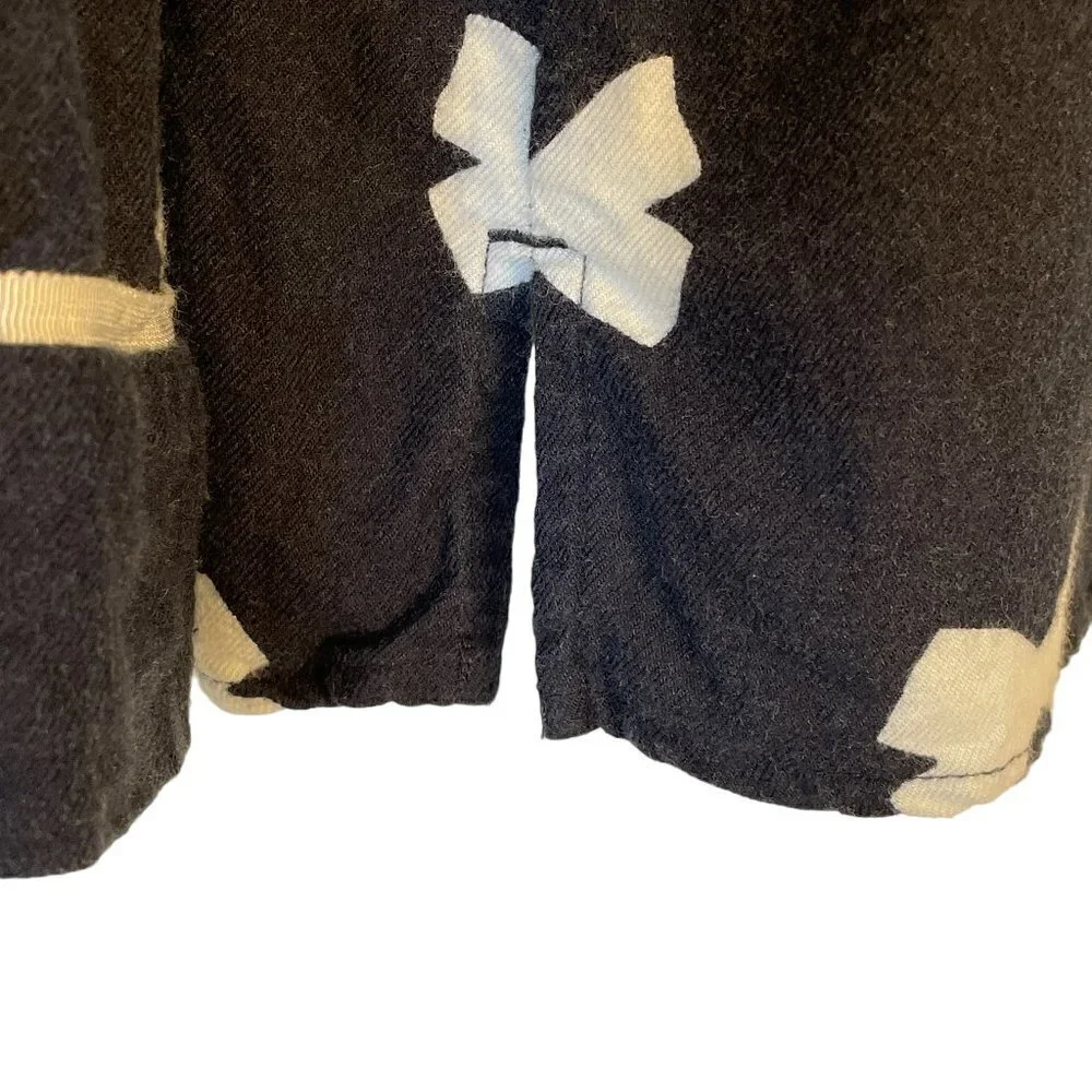 Kate Spade New York Women's Black Flannel Pajama Top with White Bow Print    XS